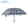 Nigeria EXCELLENT Brand Promotional 100% Polyester 309# Big Manual Operation 3 Folds Check Pattern Umbrella Manufactuer China